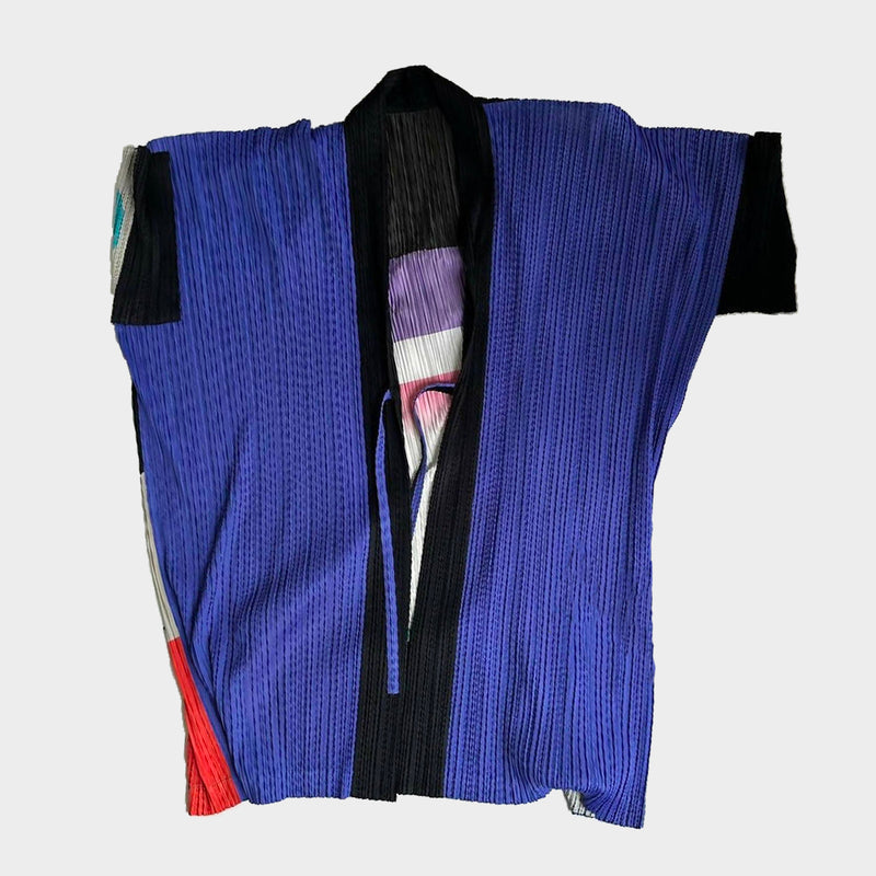 Issey Miyake multicoloured pleated nihon buyo kimono coat