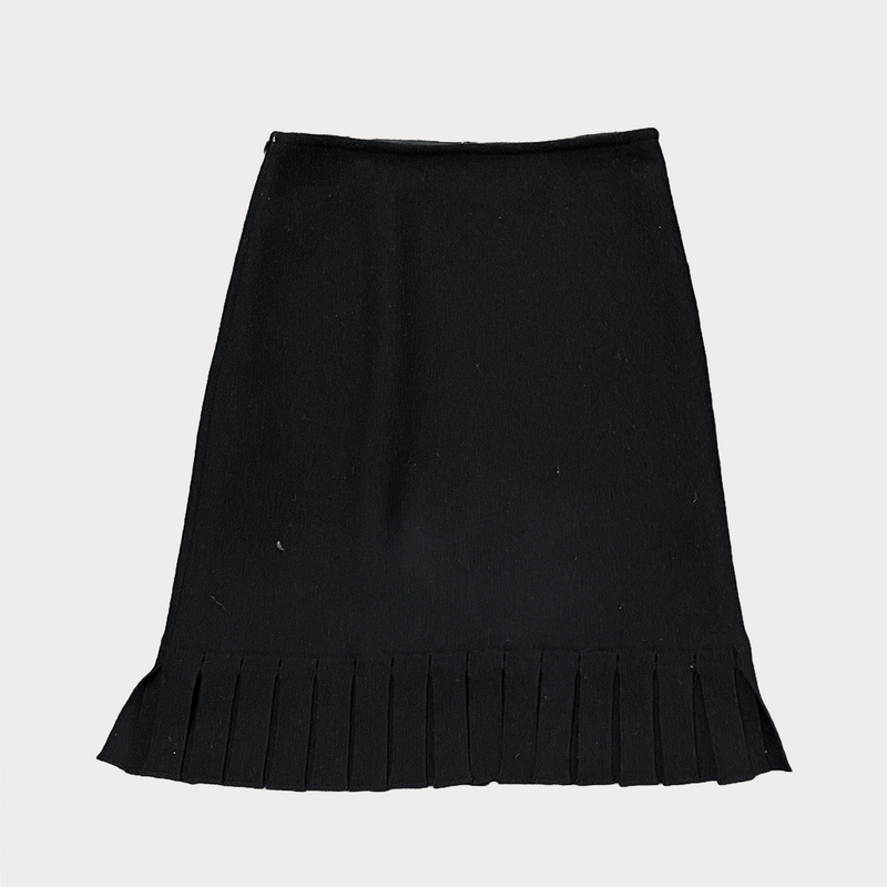 Alaïa black wool fringed skirt