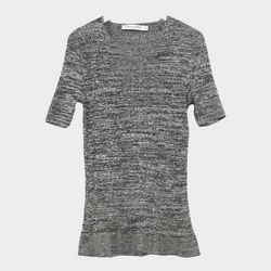 Christian Dior women's grey silk knit Peplum Hem Top