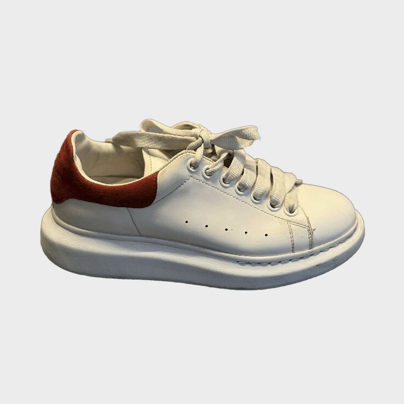 Alexander McQueen women's white and red Oversized leather trainers