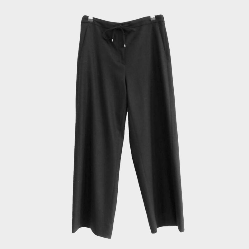 S MaxMara women's black wool Wide Leg Trousers