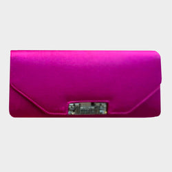 Gucci pink satin clutch bag with rhinestone closure detailing