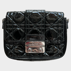 Dior women’s black quilted patent leather clutch