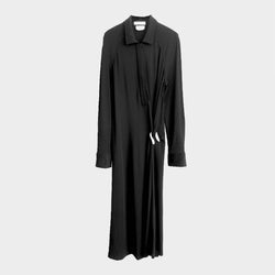 Bottega Veneta black crepe long-sleeved shirt dress
