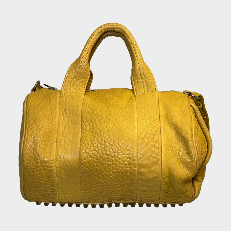 Alexander Wang yellow pebbled lambskin leather Rocco duffle bag
