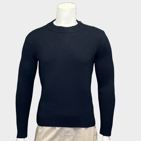 Saint Laurent men's navy cotton/wool knitted jumper