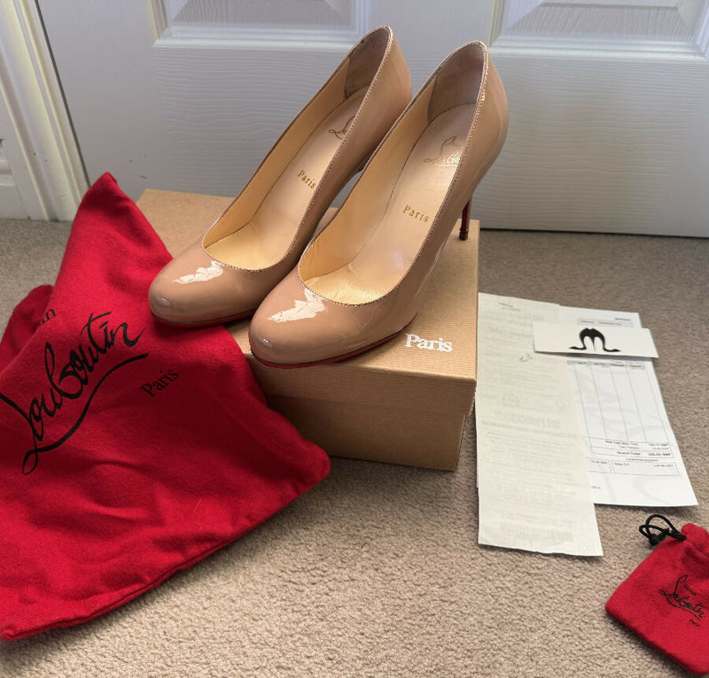 Christian Louboutin women's NudeFifi 85 Patent leather heels