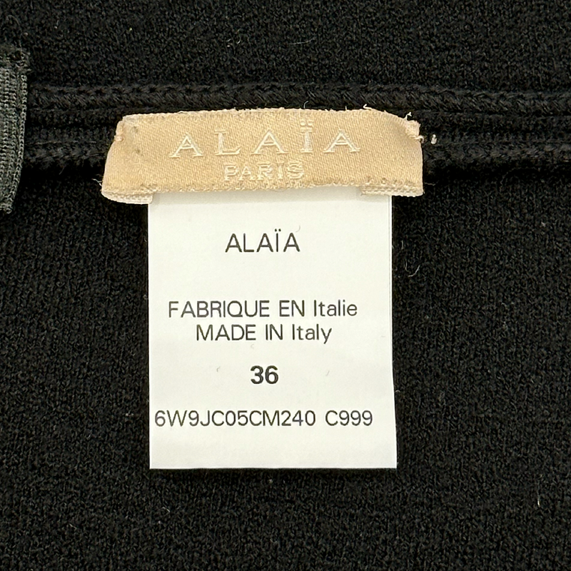Alaïa black wool fringed skirt