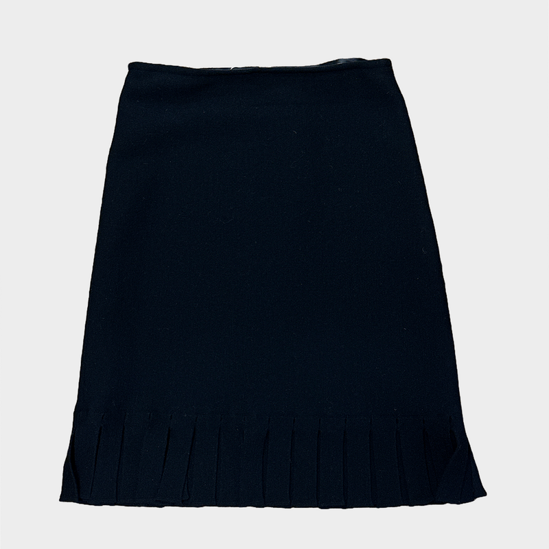 Alaïa black wool fringed skirt