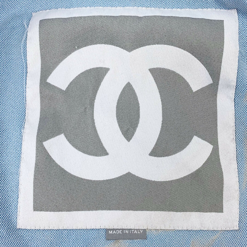 Chanel women's blue cotton biker jacket