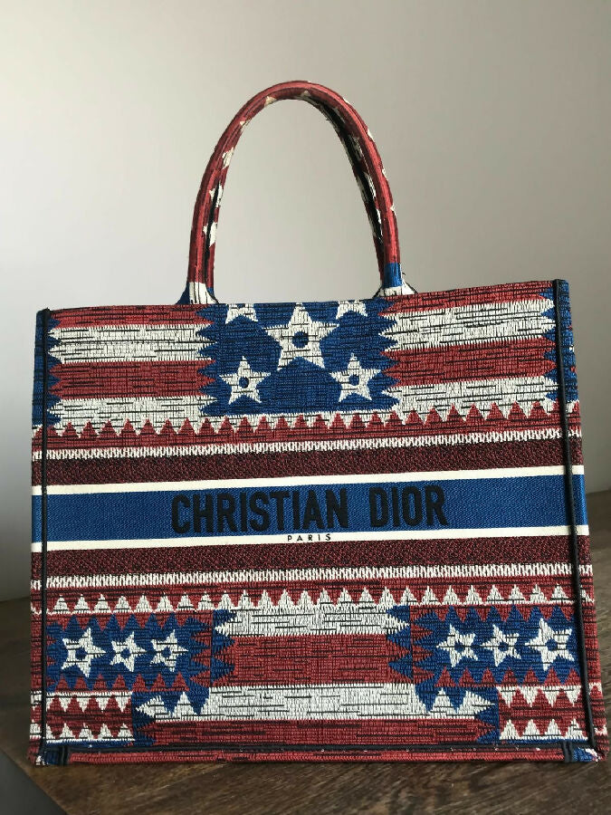 Dior women's American flag motif tote bag