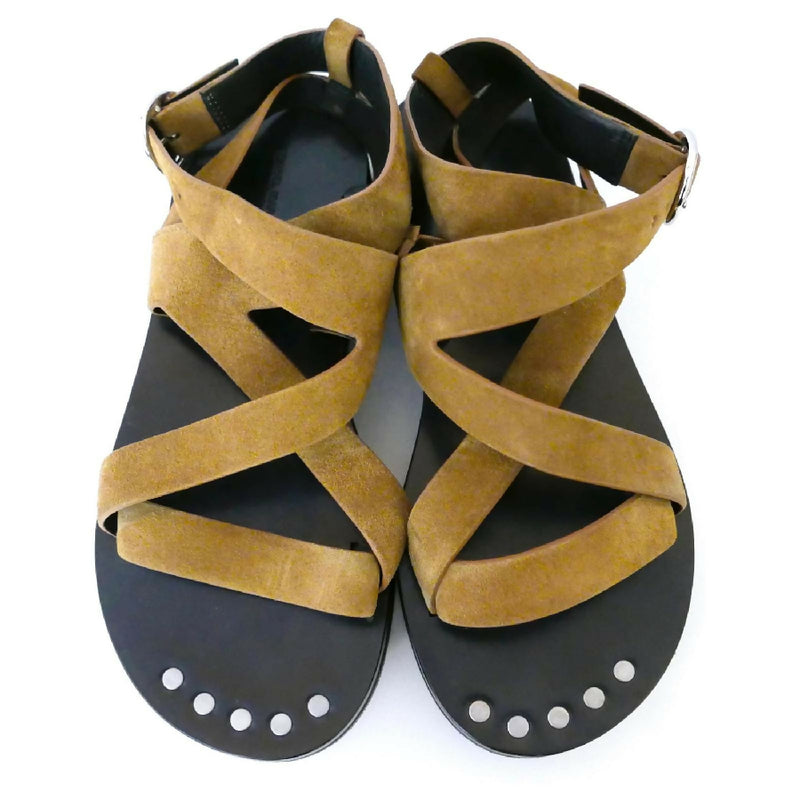 Isabel Marant women's tan suede platform sandals