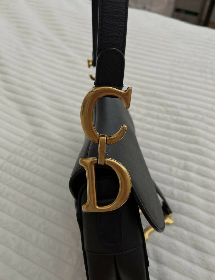 CHRISTIAN DIOR black leather Saddle handbag