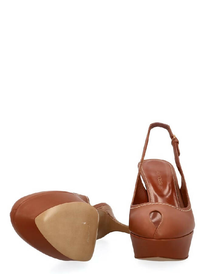 Sergio Rossi brown leather heeled sandals