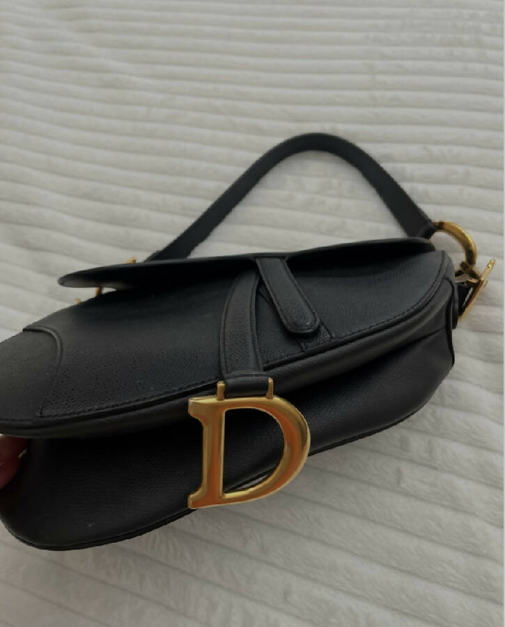 CHRISTIAN DIOR black leather Saddle handbag