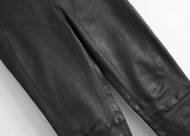 Balenciaga women's black leather leggings