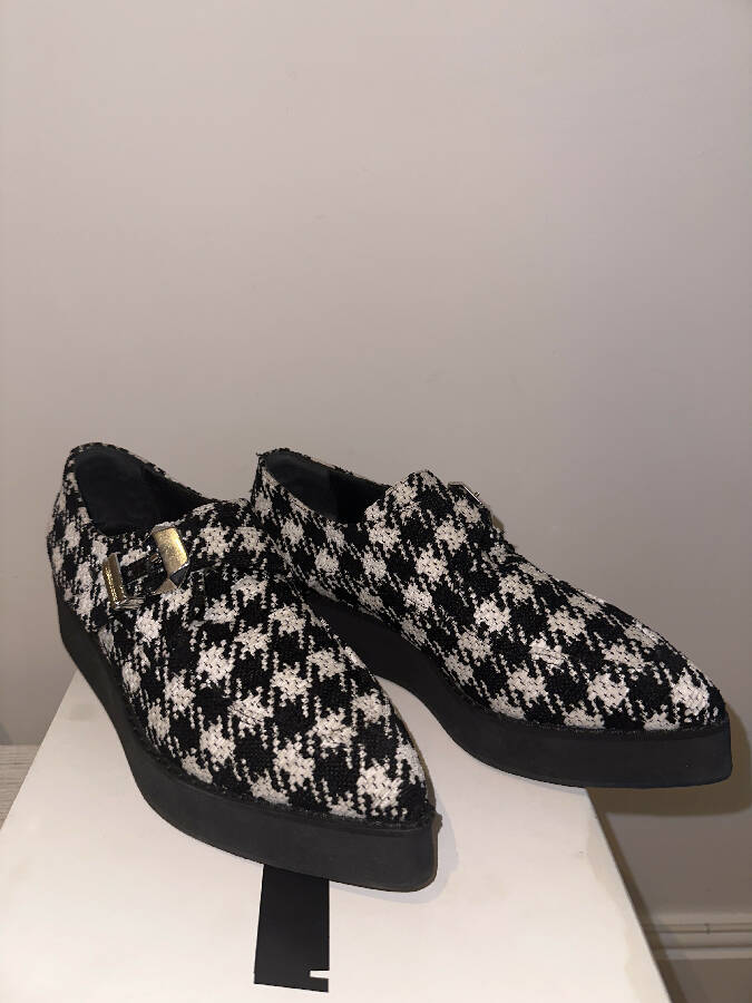 Alexander McQueen women's black and white houndstooth loafers