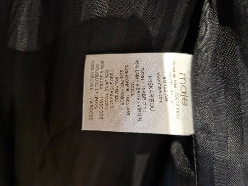 Maje women's navy wool and mohair coat