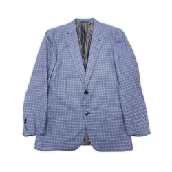 pre-owned A. K. RIKK'S blue checked woolen tailored jacket | Size IT50