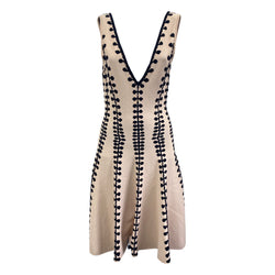 pre-loved ALEXANDER MCQUEEN nude embroidered sleeveless dress