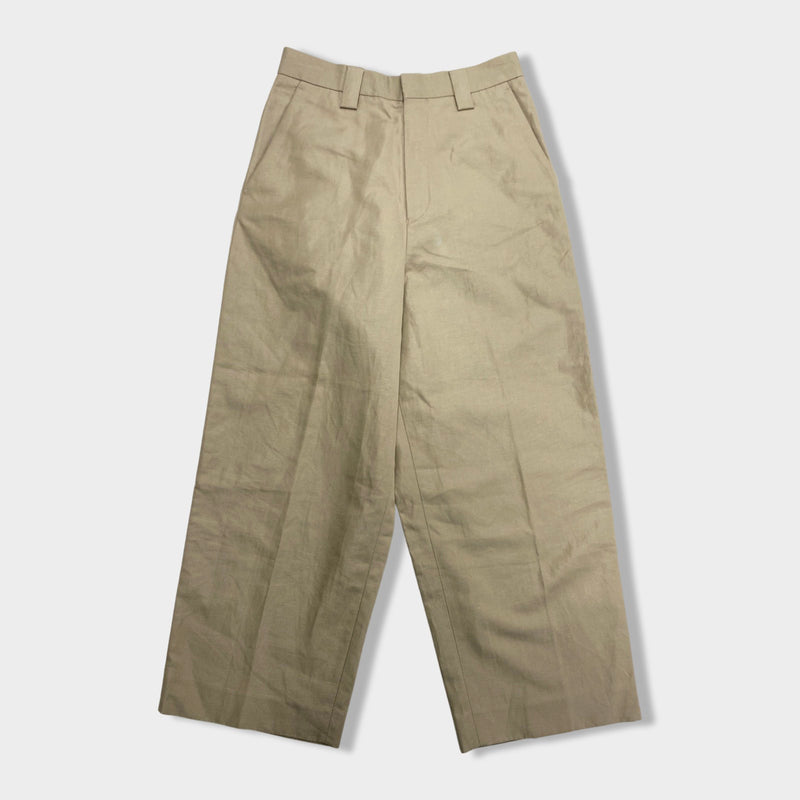 pre-owned ACNE STUDIOUS light beige cotton and linen trousers | Size EU46