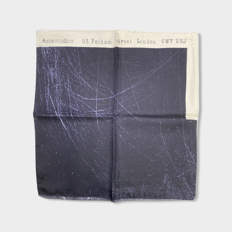 pre-owned ACNE black and ecru print silk scarf