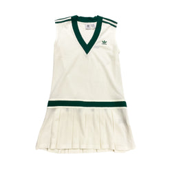 pre-owned ADIDAS ORIGINALS ecru and green tennis dress | Size UK10