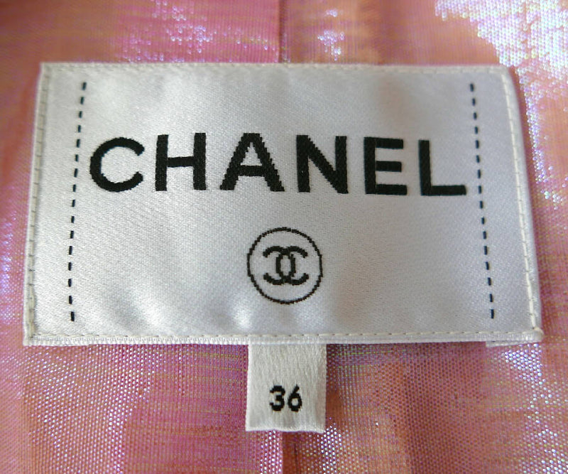 Chanel women's candy pink fantasy tweed lightweight coat