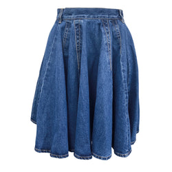 pre-loved ALAÏA blue denim cotton A-line skirt