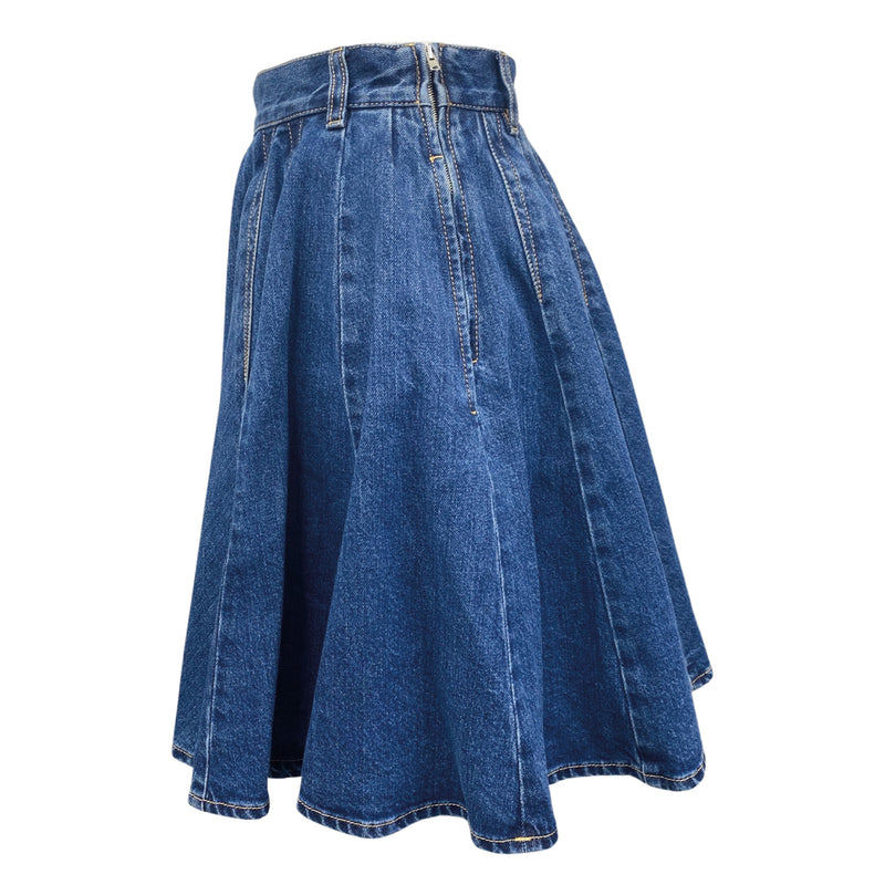 second-hand ALAÏA blue denim cotton A-line skirt