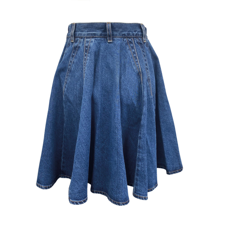 pre-owned ALAÏA blue denim cotton A-line skirt