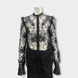 second-hand ALEXANDER MCQUEEN black lace shirt | Size UK10