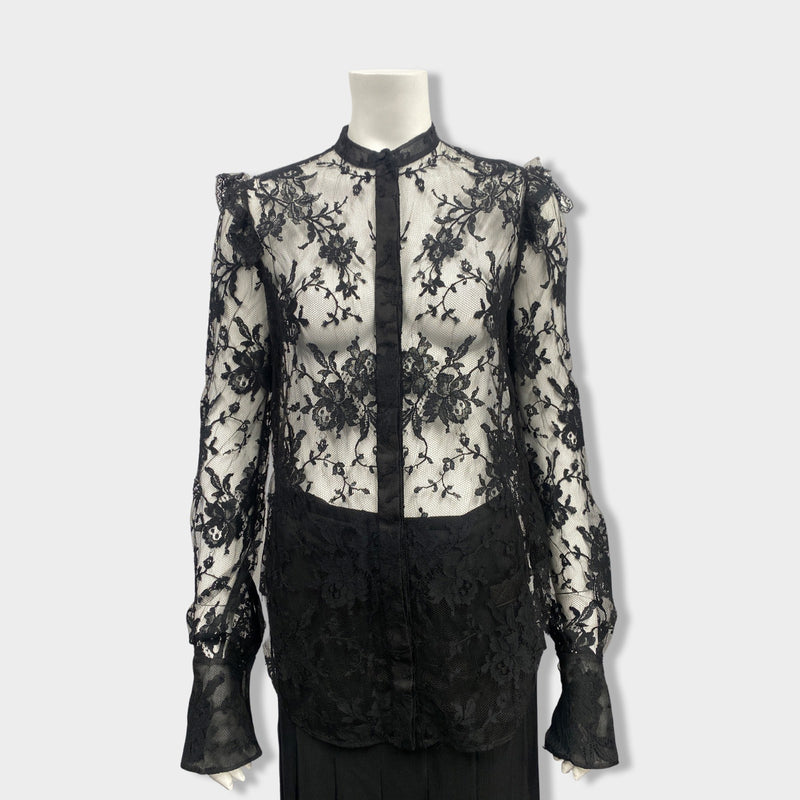 second-hand ALEXANDER MCQUEEN black lace shirt | Size UK10