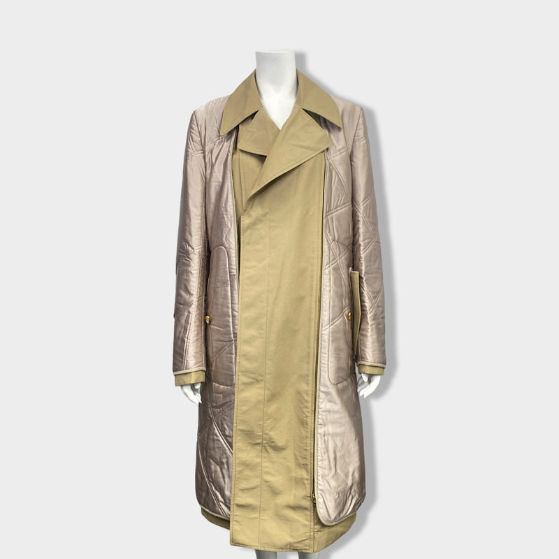 pre-owned ALEXANDER MCQUEEN pale pink and beige inside-out trench coat | Size L