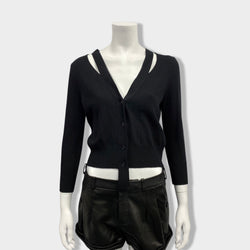 pre-owned ALEXANDER MCQUEEN black woolen cardigan with cut-out details | Size M