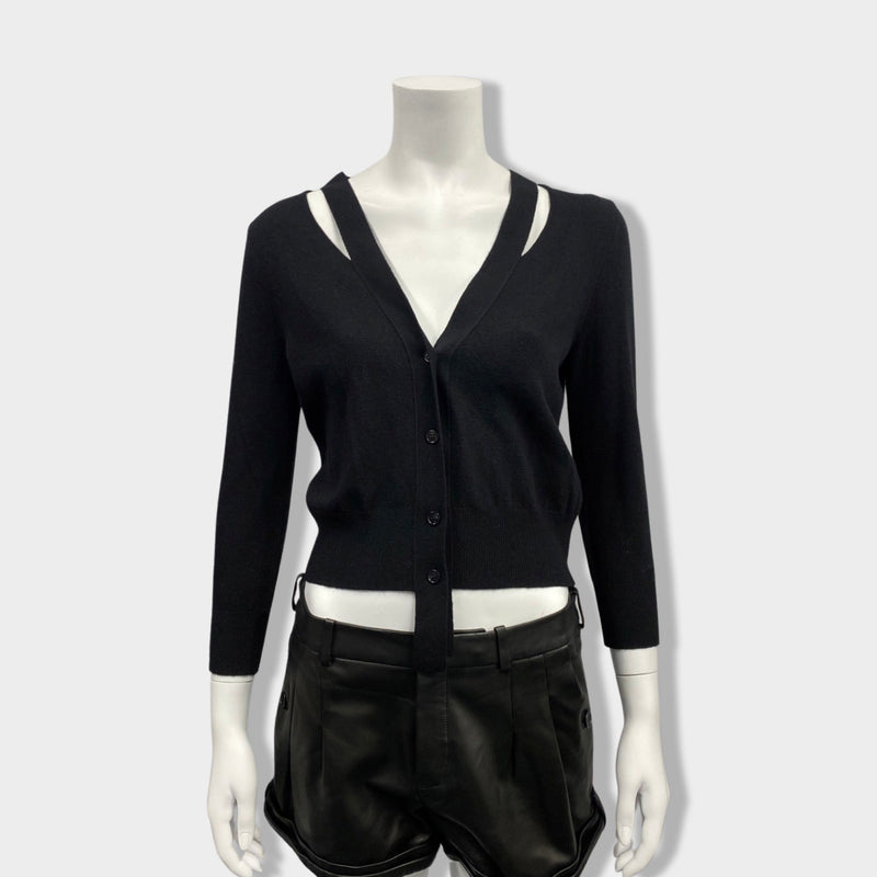 pre-owned ALEXANDER MCQUEEN black woolen cardigan with cut-out details | Size M
