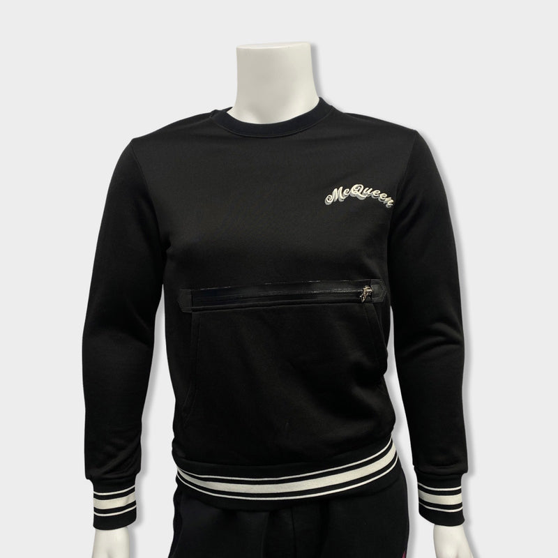 pre-owned ALEXANDER MCQUEEN logo black viscose and cotton sweatshirt | Size S