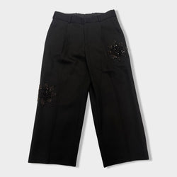 pre-owned ALEXANDER MCQUEEN black wool trousers with crystals | Size IT46