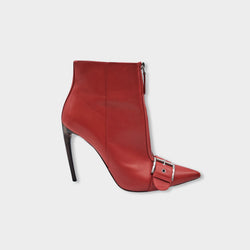 pre-owned ALEXANDER MCQUEEN red leather ankle boots