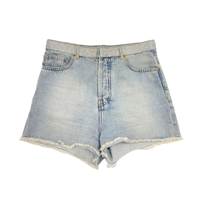 pre-owned ALEXANDRE VAUTHIER denim shorts with Swarovski crystals | Size 29