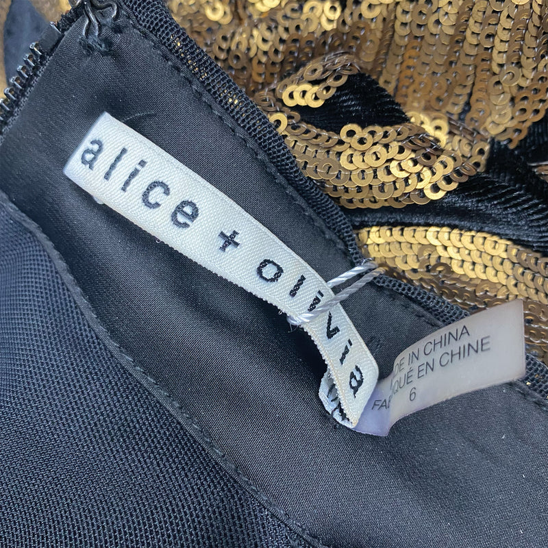 ALICE + OLIVIA black and gold sequin dress