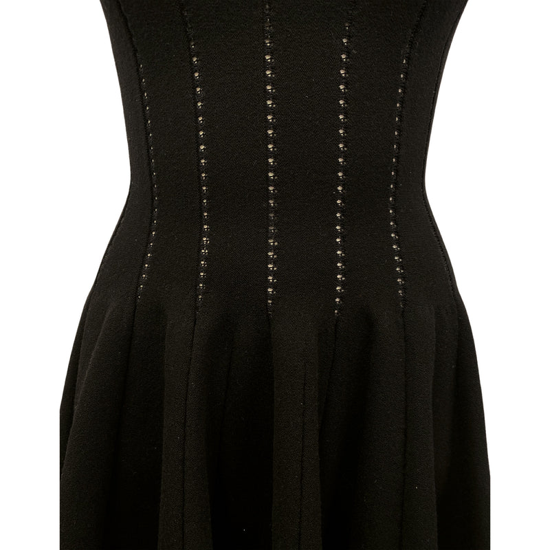 pre-owned ALAÏA black flared sleeveless dress