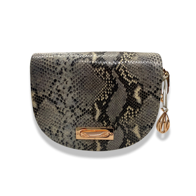 second-hand AMANDA WAKELEY grey python leather bag with rose gold hardware