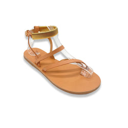 pre-owned ANCIENT GREEK SANDALS beige and gold flip flop sandals | Size 39