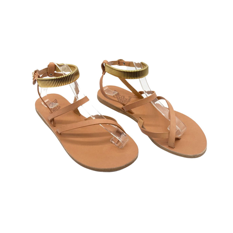 second-hand ANCIENT GREEK SANDALS beige and gold flip flop sandals | Size 39