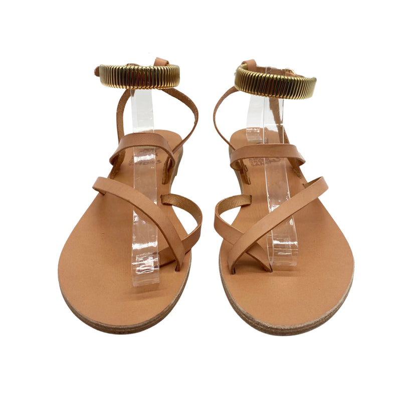 ANCIENT GREEK SANDALS beige and gold flip flop sandals