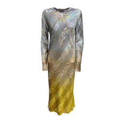 pre-owned ASHISH silver and yellow sequin-embellished dress | Size M