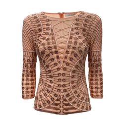 pre-loved PIERRE BALMAIN peach embellished blouse