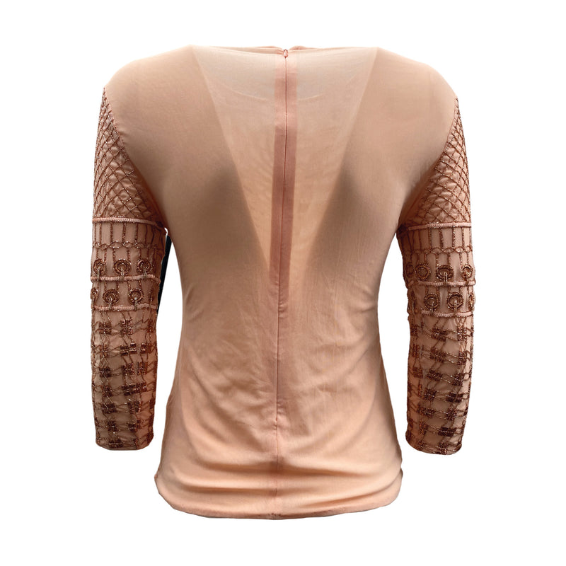 second-hand PIERRE BALMAIN peach embellished blouse