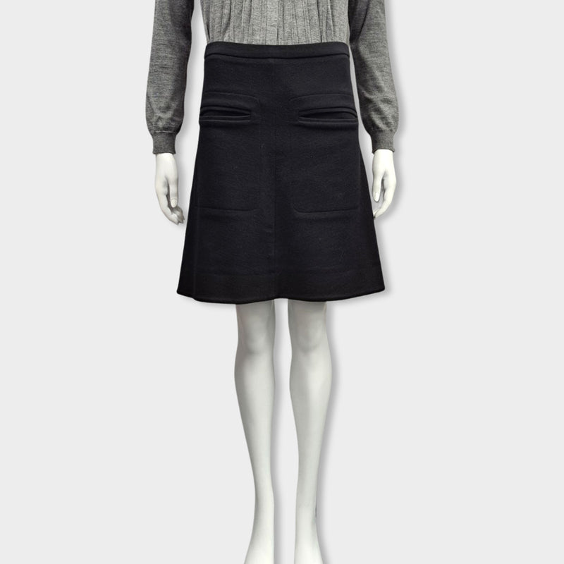 pre-owned BALENCIAGA black wool skirt
